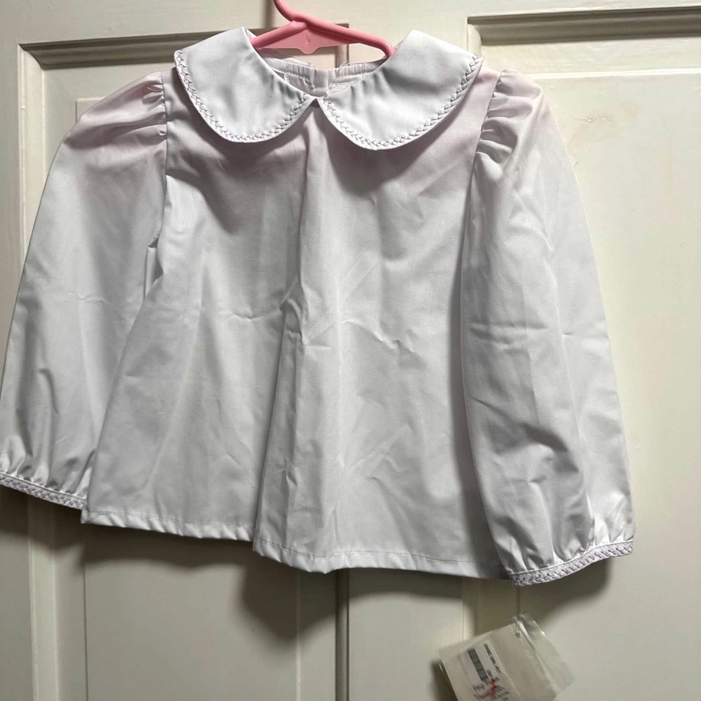 White Kids Blouse with Peter Pan Collar
